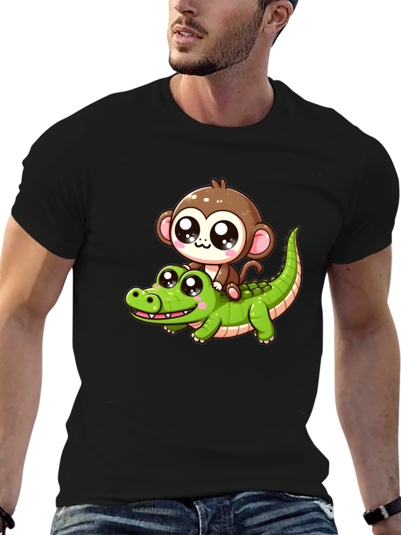 Monkey Riding Alligator Graphic Tee