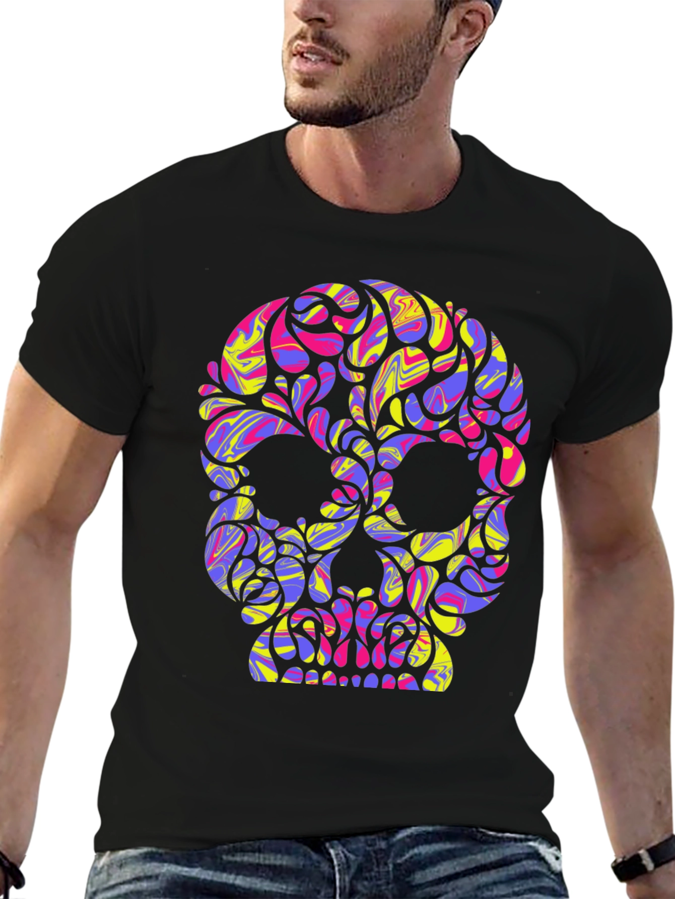 Vibrant Skull Graphic T-Shirt