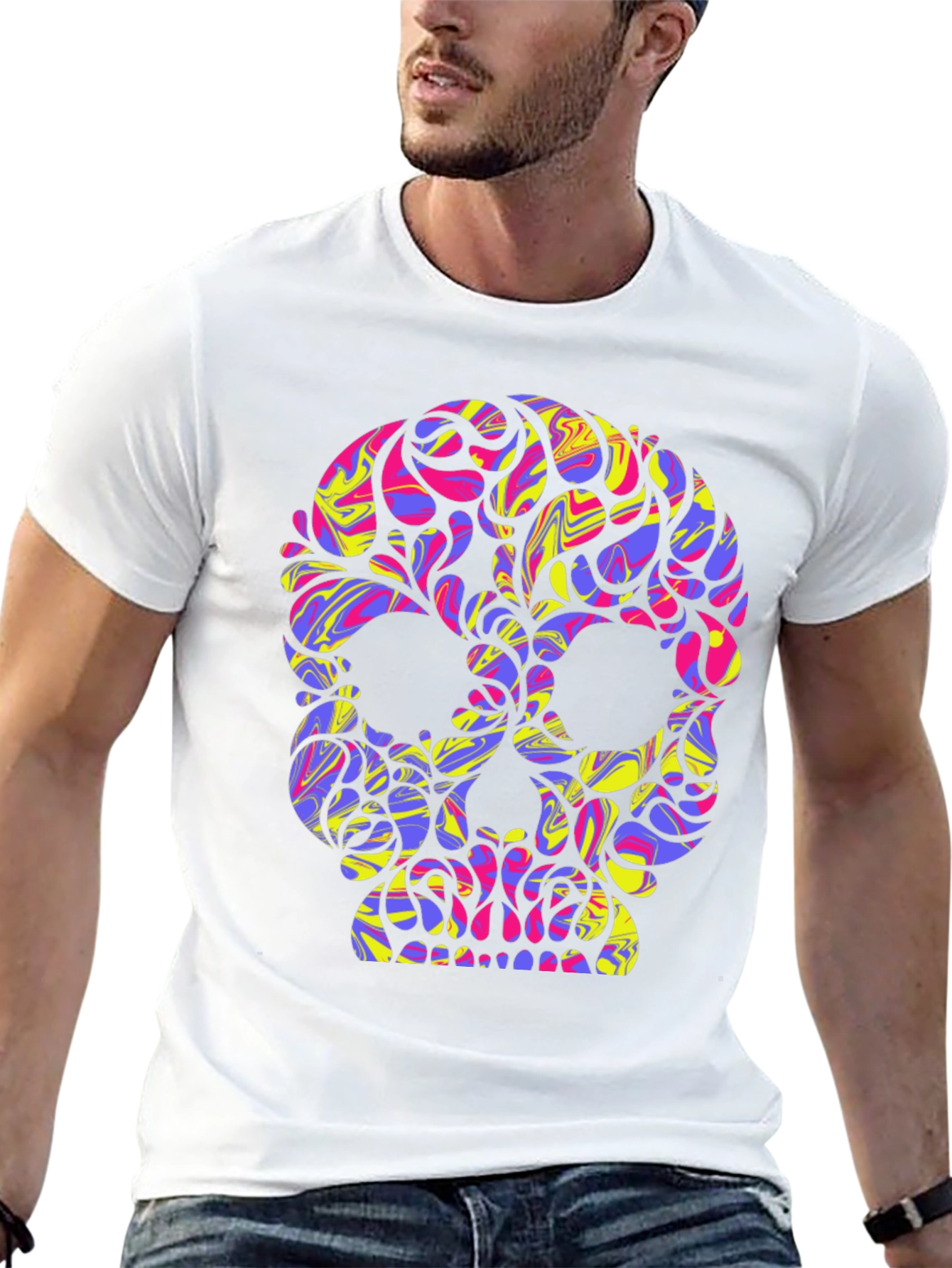 Vibrant Skull Graphic T-Shirt