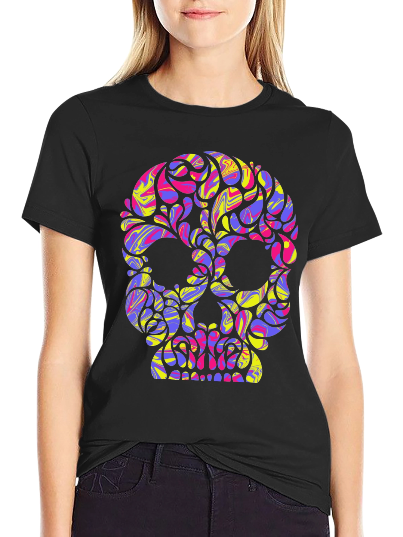 Vibrant Skull Graphic T-Shirt