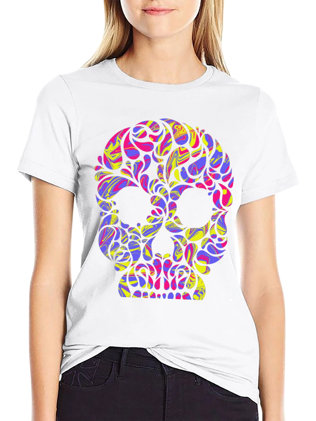 Vibrant Skull Graphic T-Shirt