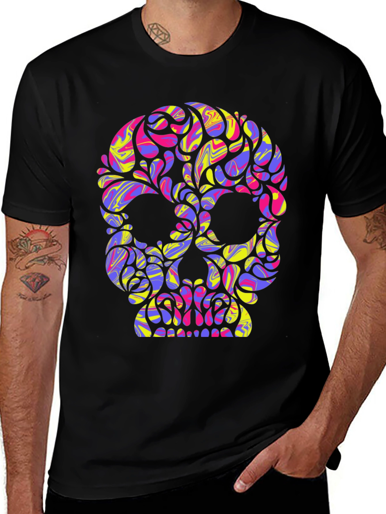 Vibrant Skull Graphic T-Shirt