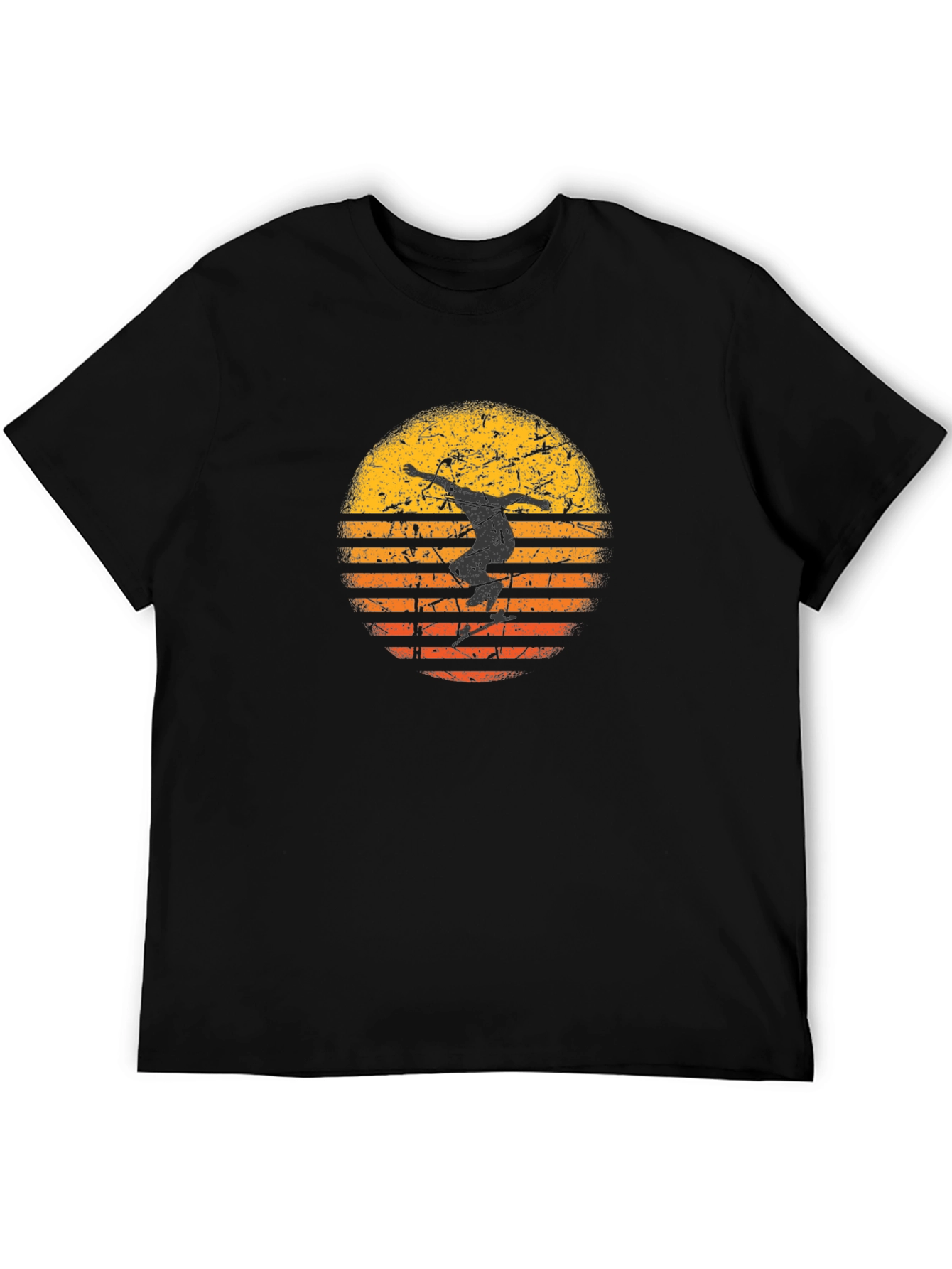 Skateboarder Sunset Graphic Tee - Black Cotton T-Shirt