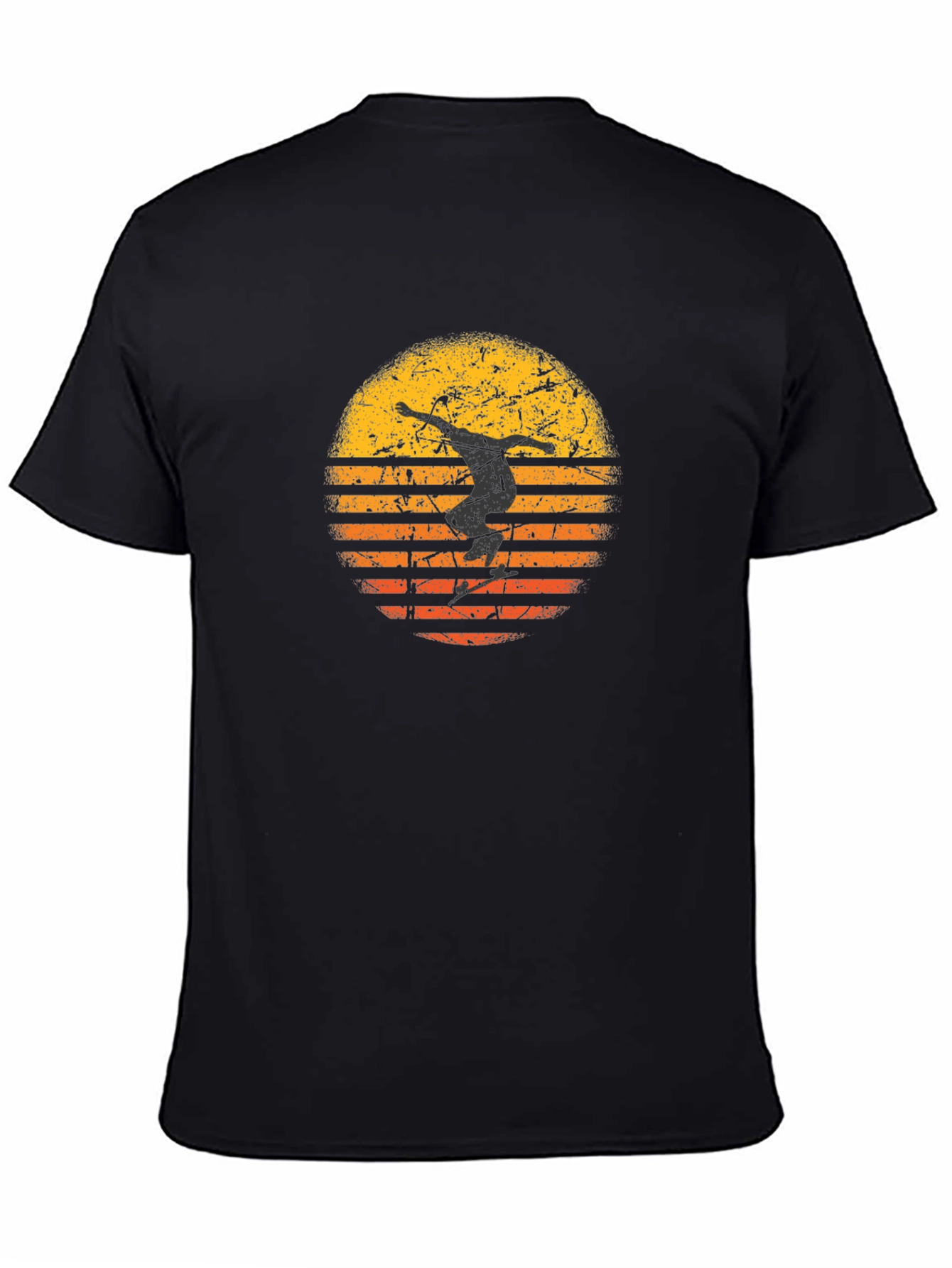 Skateboarder Sunset Graphic Tee - Black Cotton T-Shirt