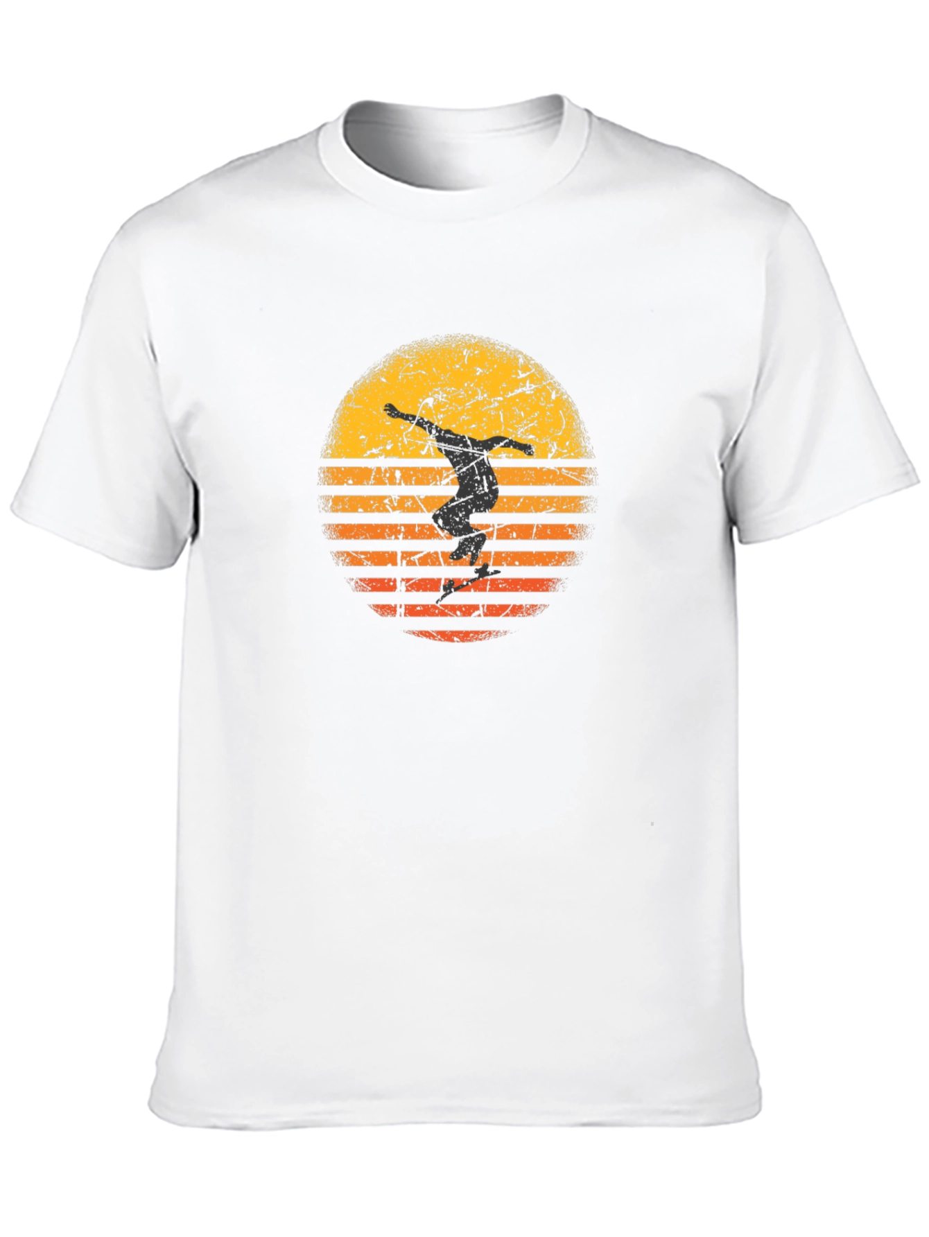 Skateboarder Sunset Graphic Tee - Black Cotton T-Shirt