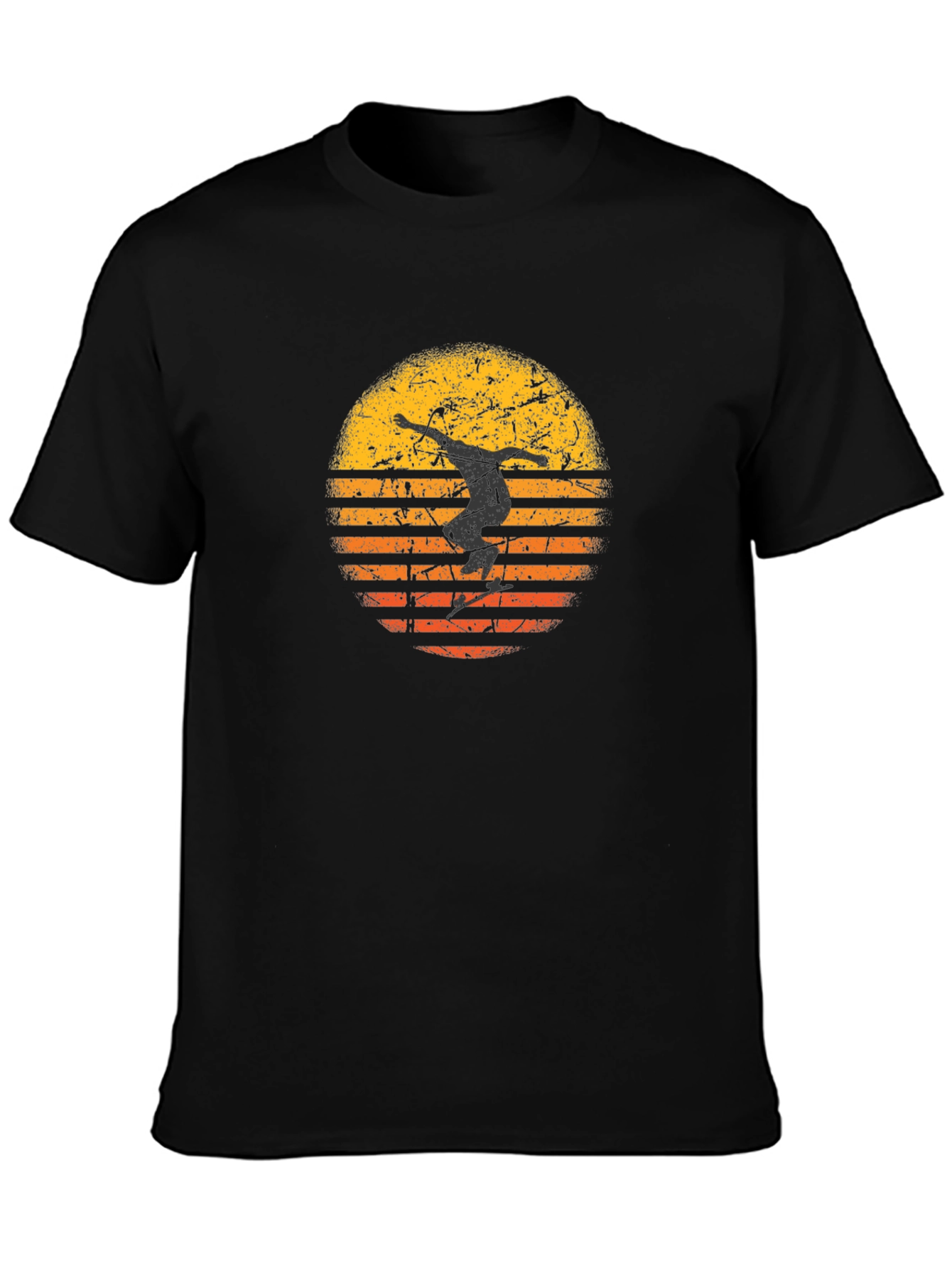 Skateboarder Sunset Graphic Tee - Black Cotton T-Shirt