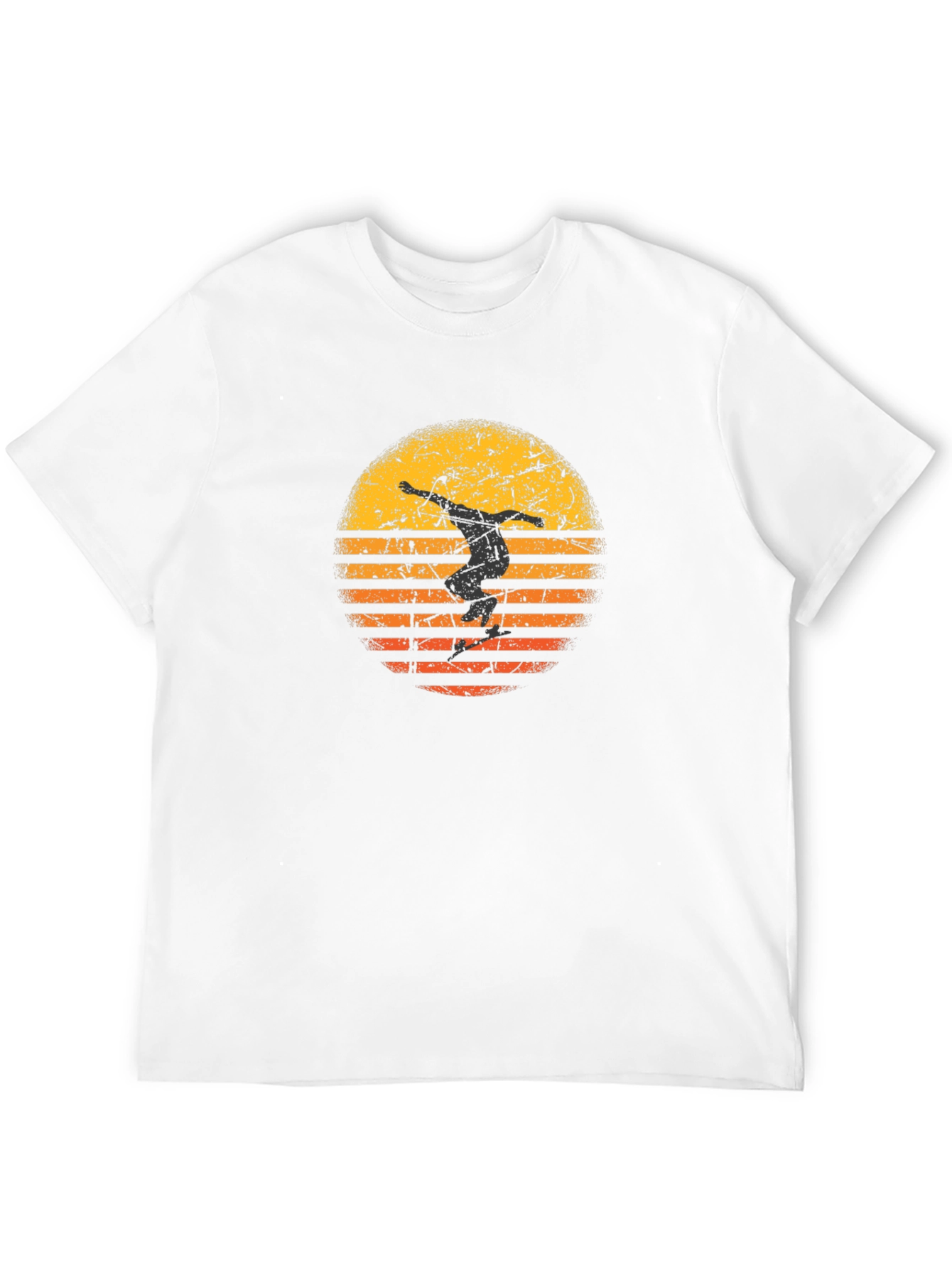 Skateboarder Sunset Graphic Tee - Black Cotton T-Shirt
