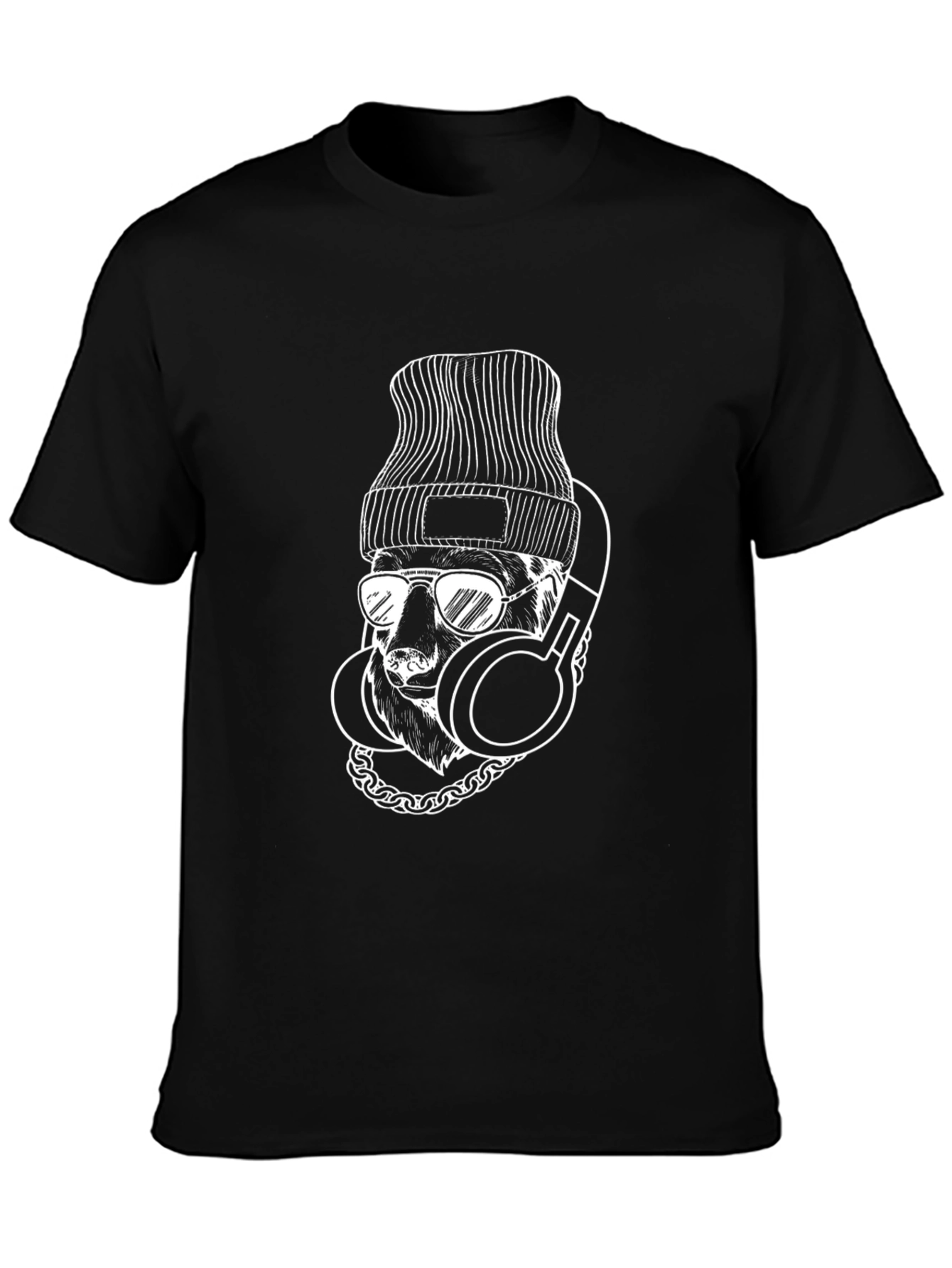 Cool Bear Graphic Tee - Black Crew Neck T-Shirt