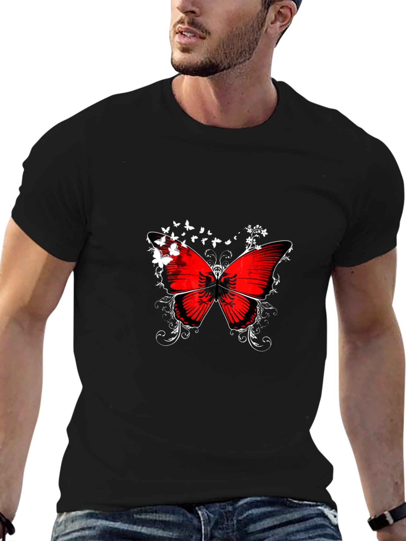 Albanian Butterfly Black T-Shirt