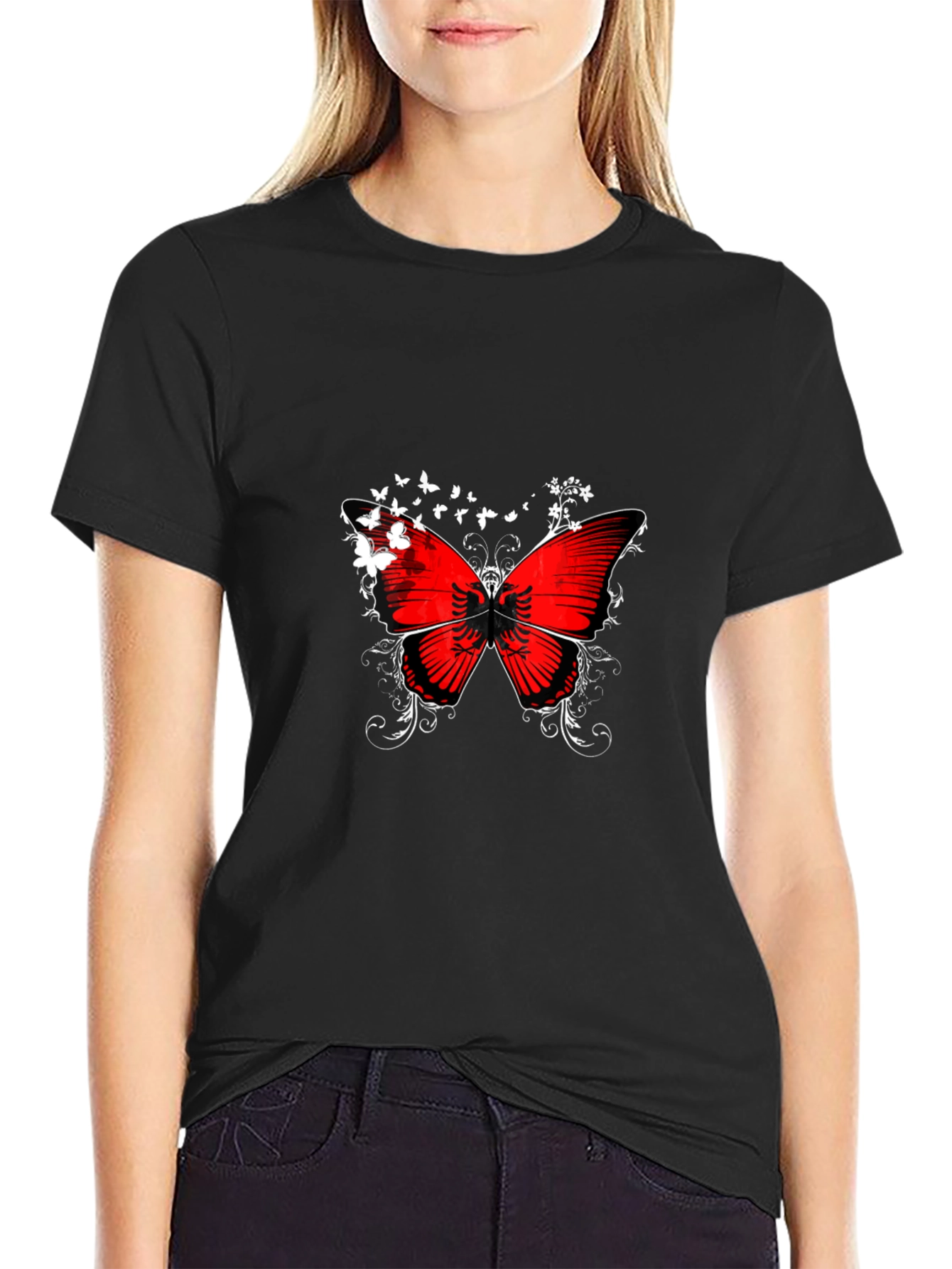 Albanian Butterfly Black T-Shirt