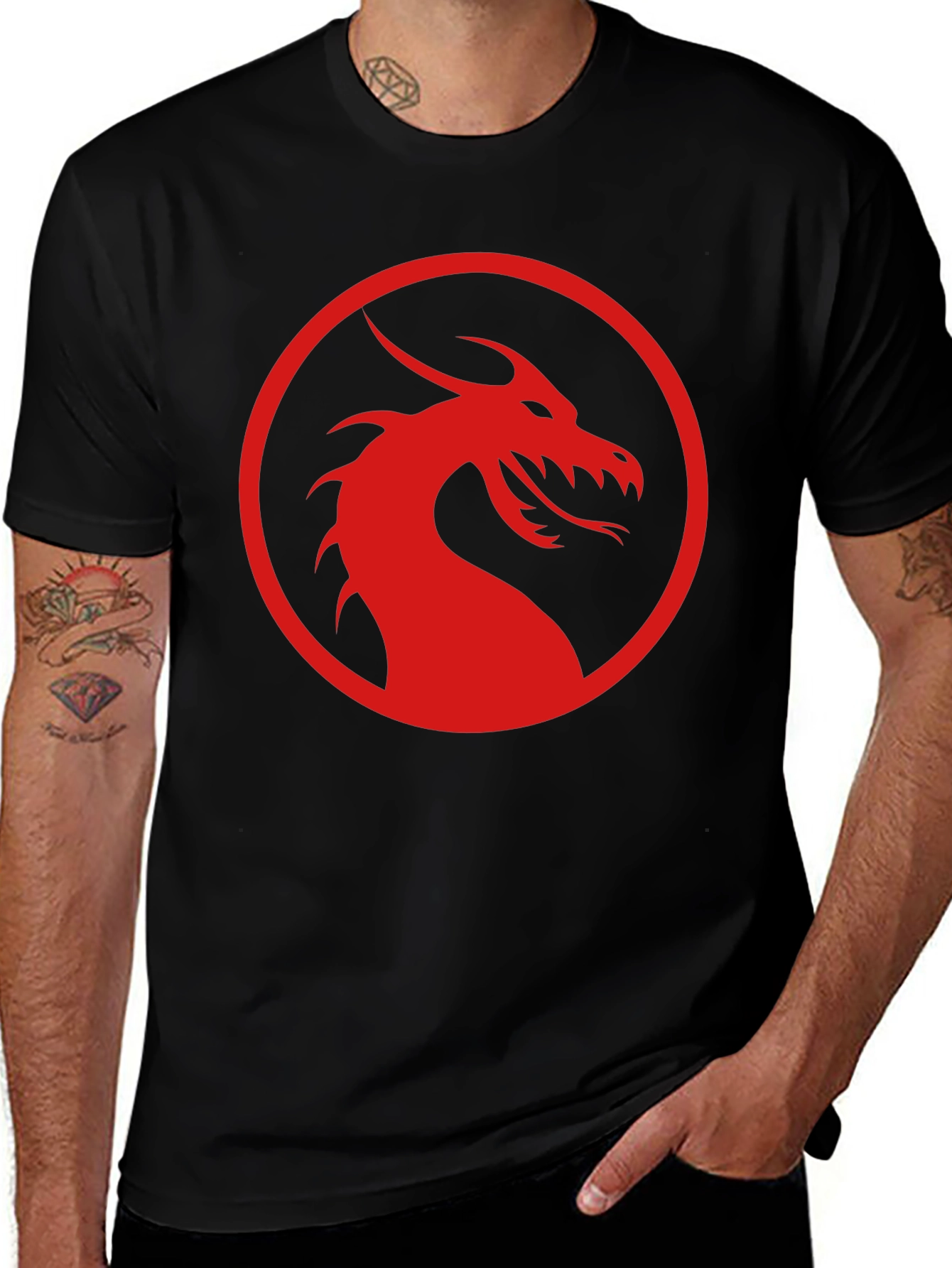 Red Dragon Logo Black T-Shirt