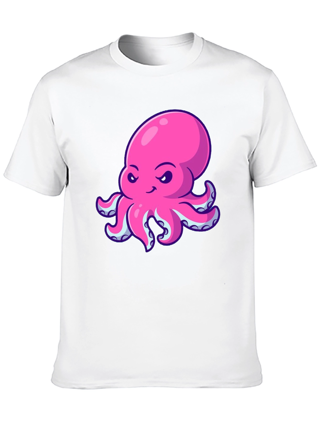 Pink Octopus Graphic Print Black T-Shirt