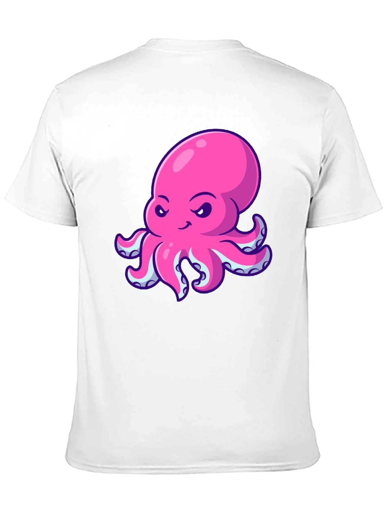 Pink Octopus Graphic Print Black T-Shirt