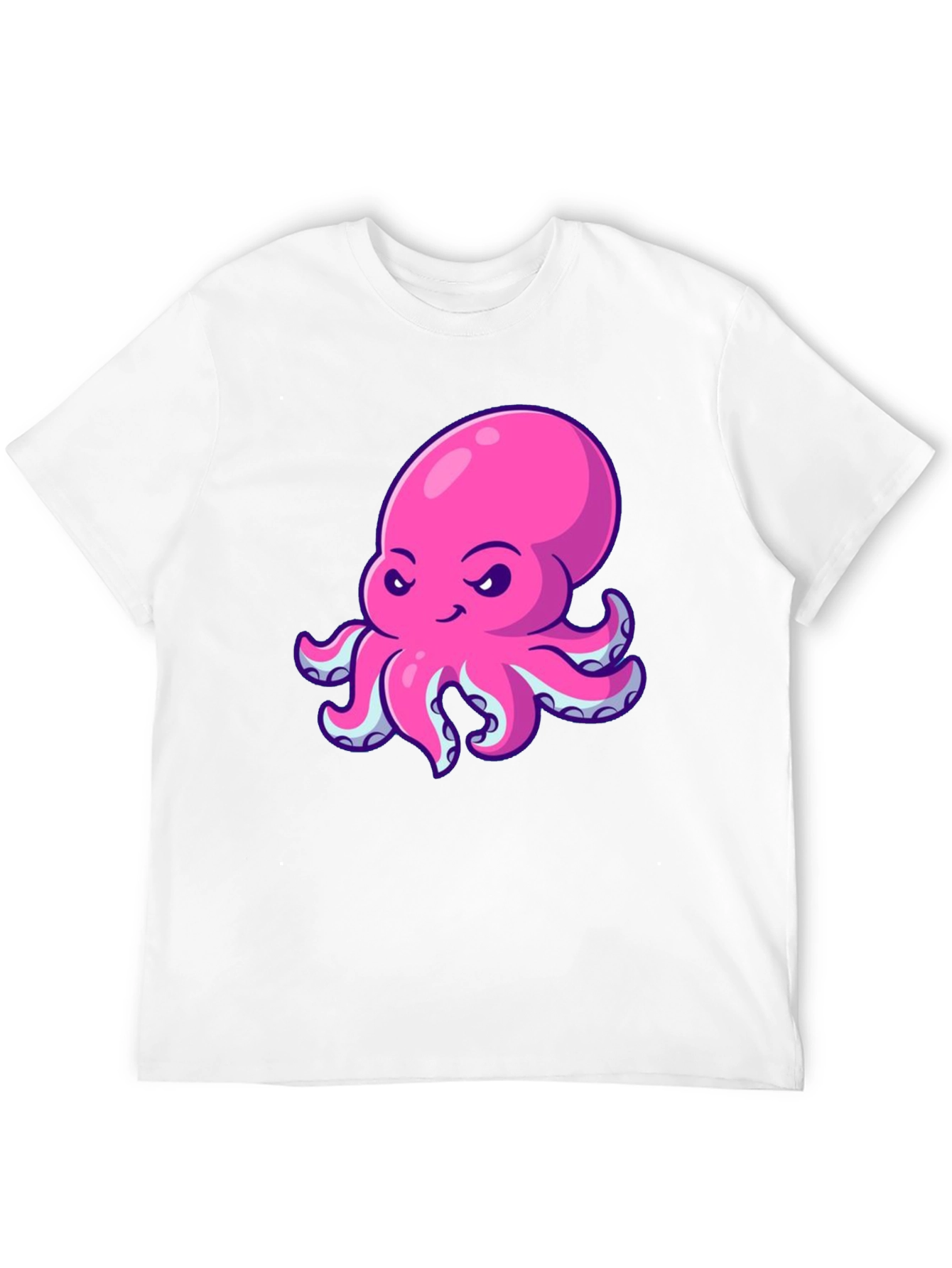 Pink Octopus Graphic Print Black T-Shirt