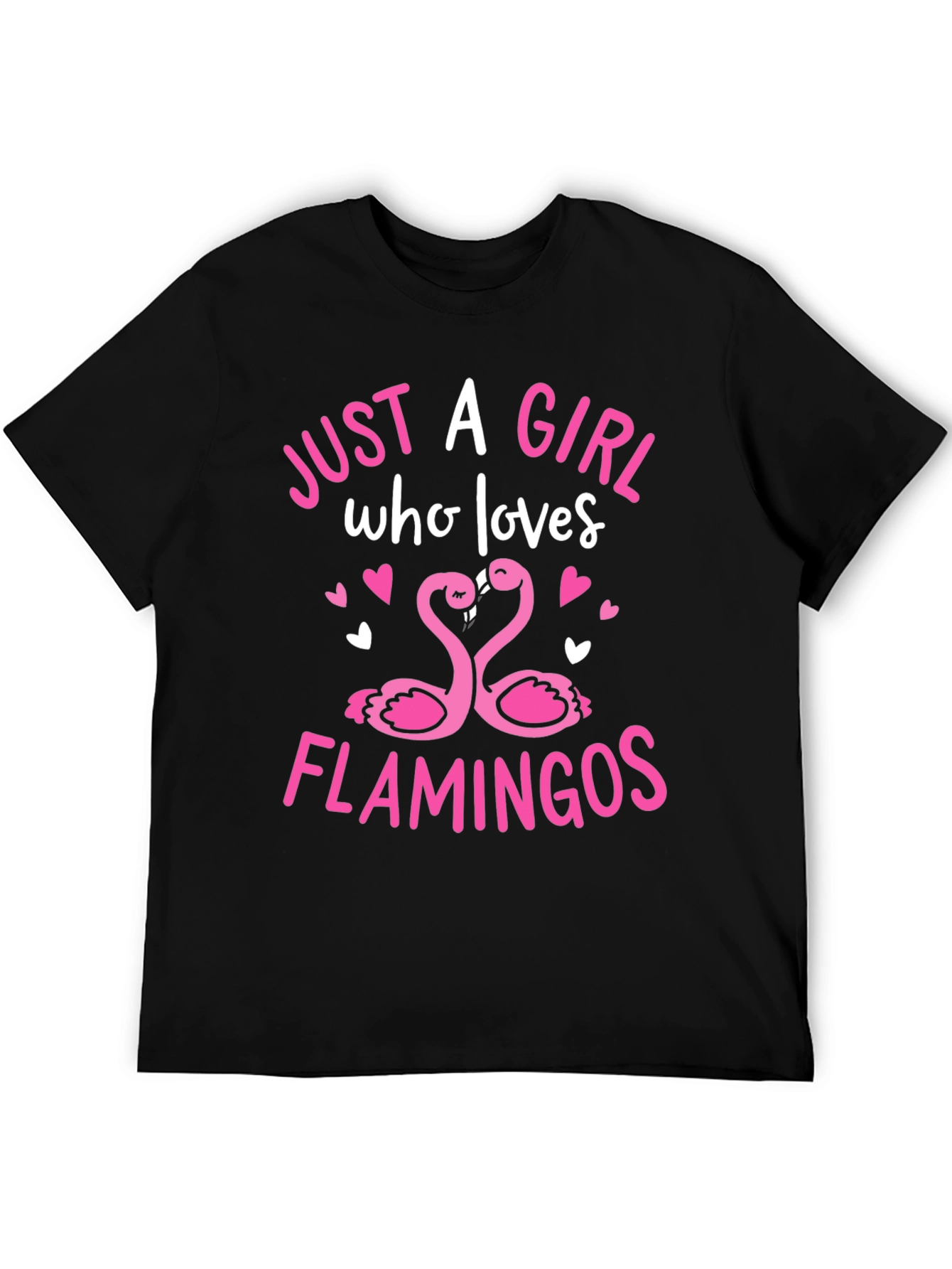 Girl Loves Flamingos Graphic Tee - Black
