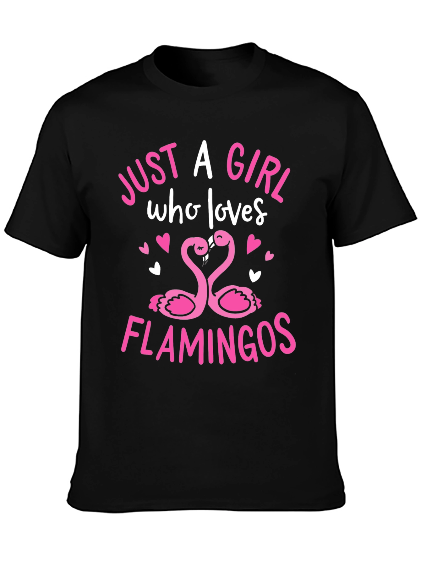 Girl Loves Flamingos Graphic Tee - Black