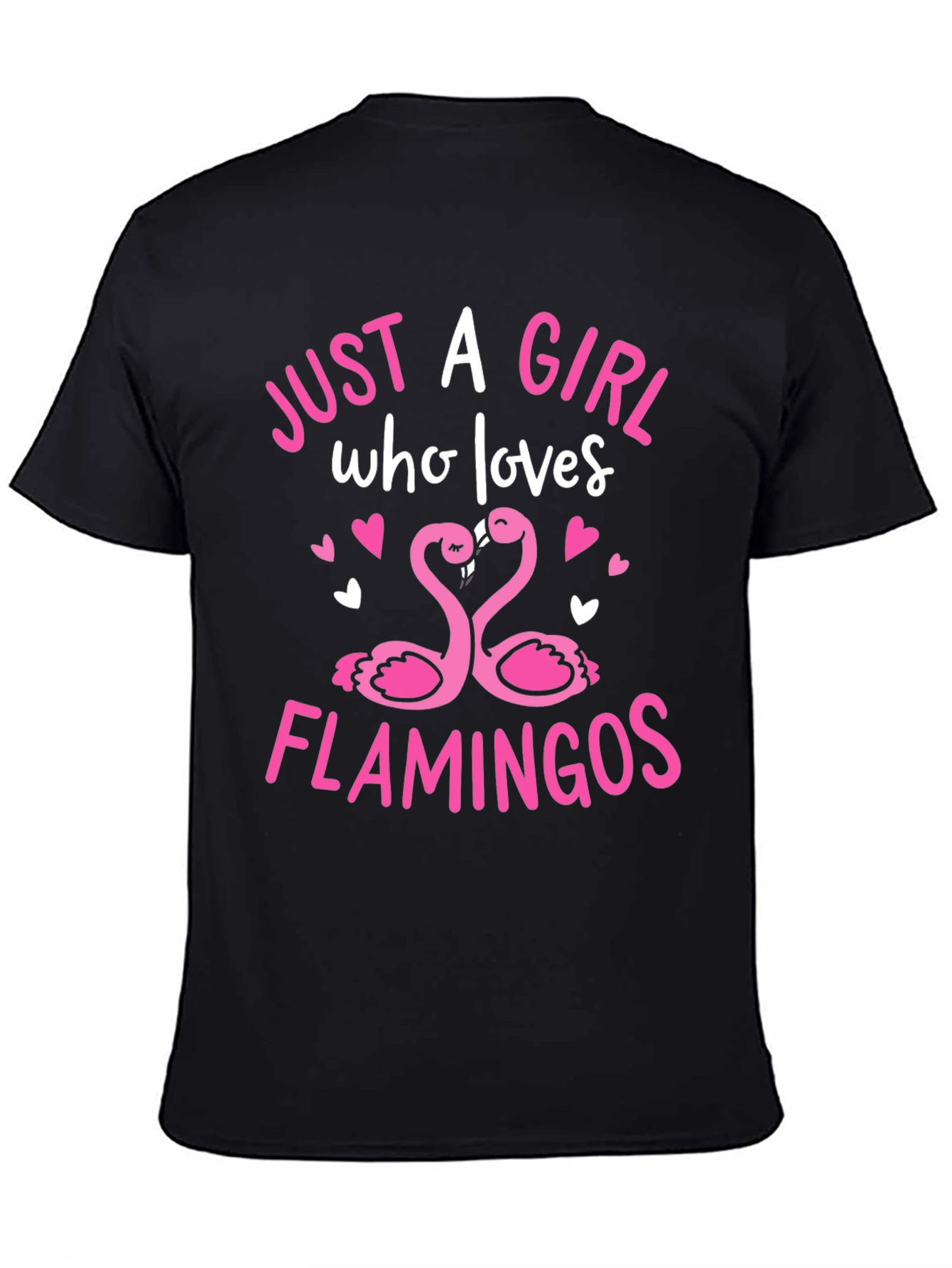Girl Loves Flamingos Graphic Tee - Black