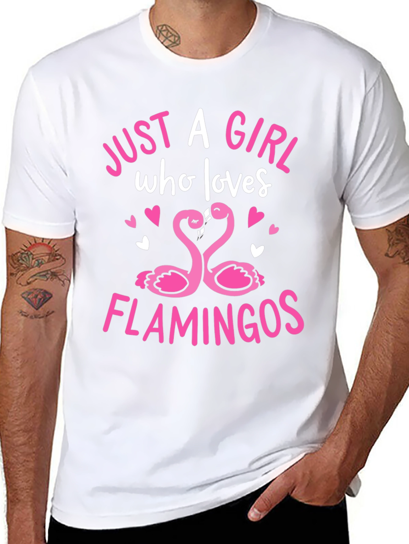 Girl Loves Flamingos Graphic Tee - Black
