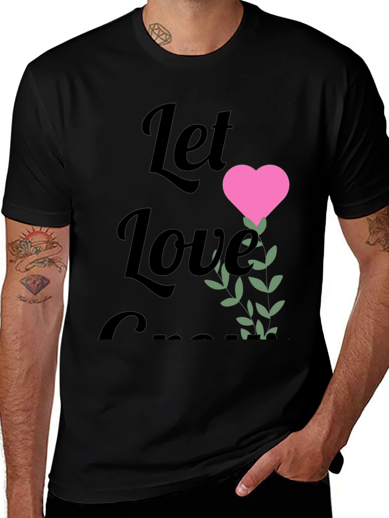 Let Love Grow Graphic Tee - Black