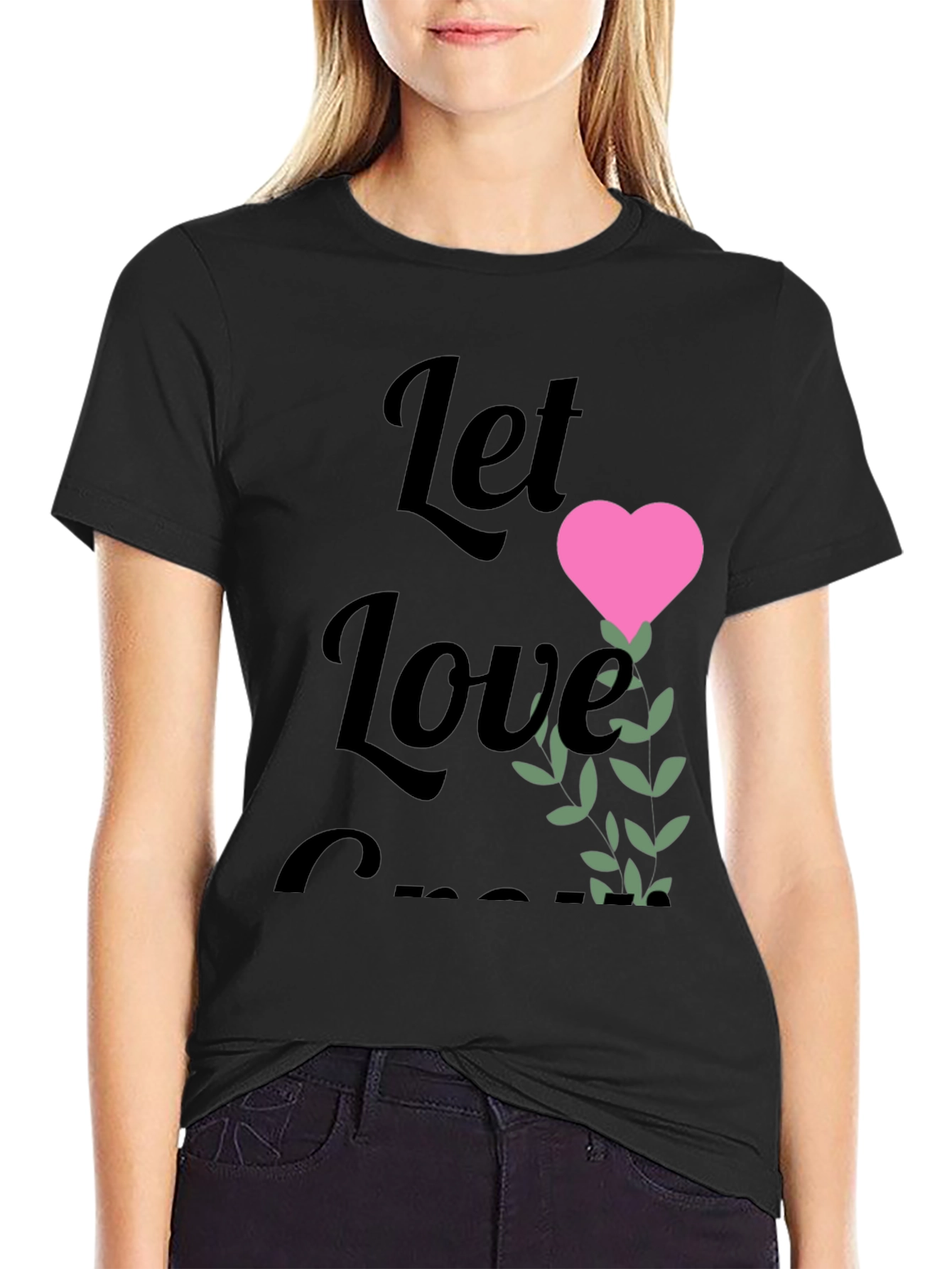 Let Love Grow Graphic Tee - Black