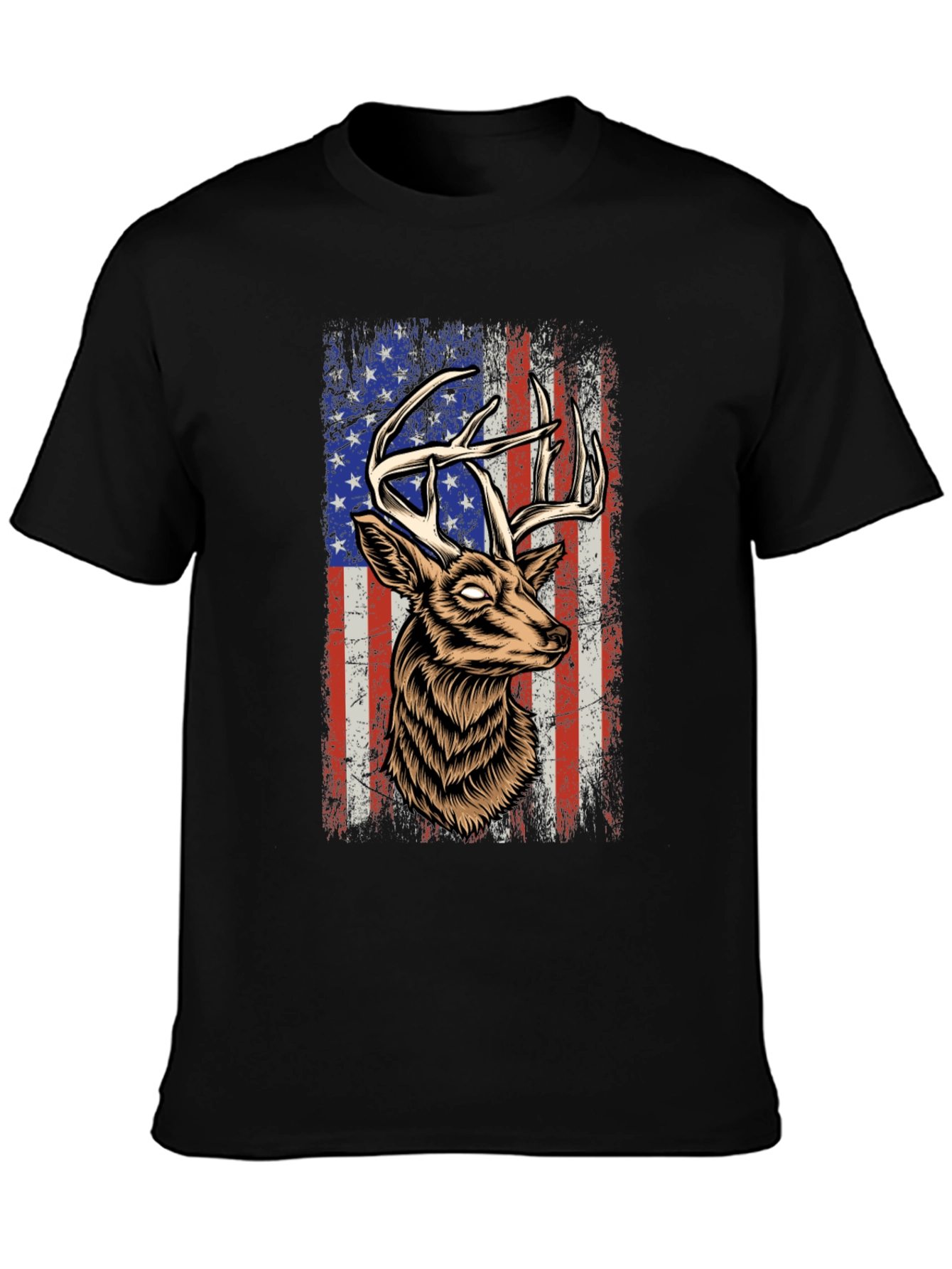 Deer USA Flag Graphic Tee - Patriotic Style