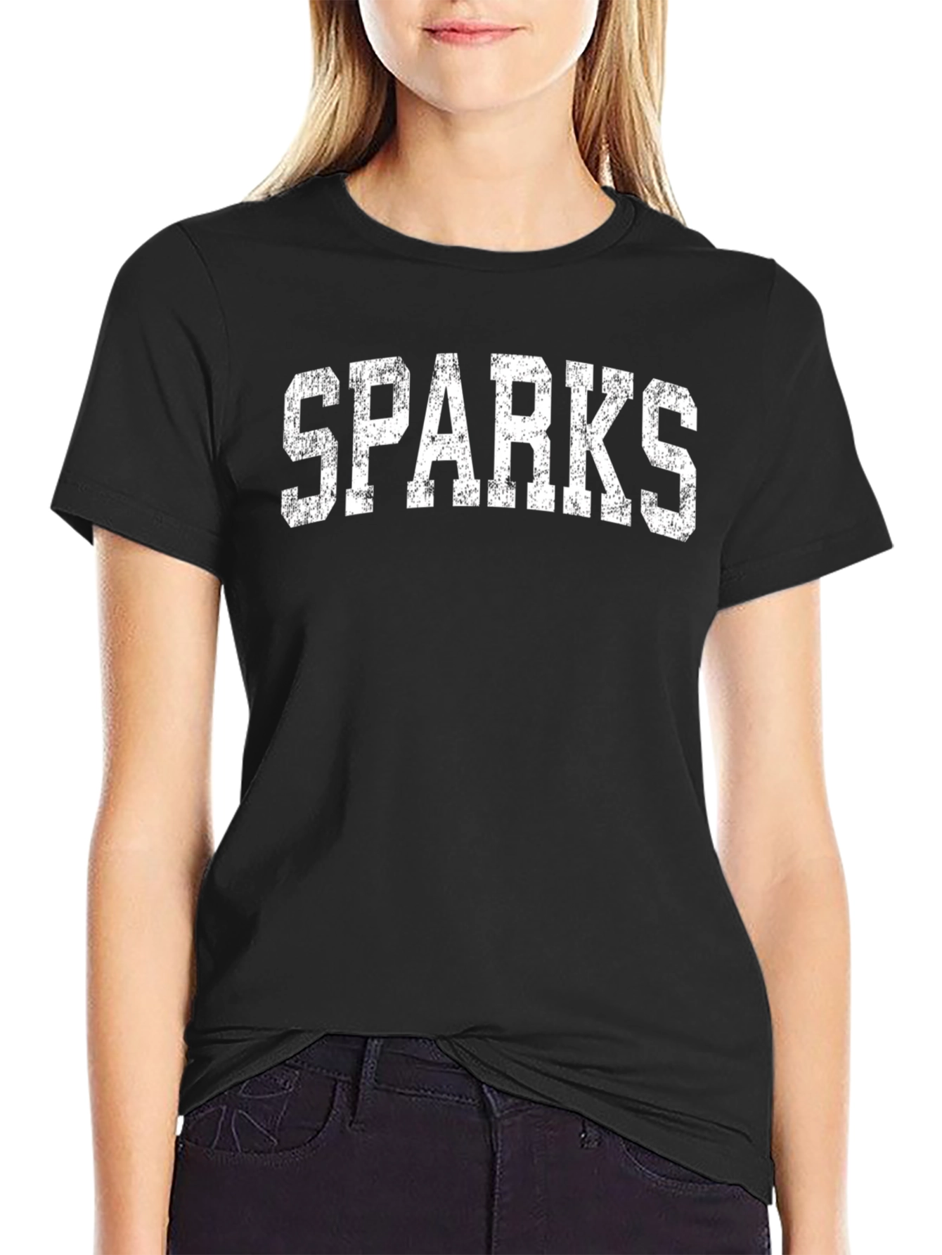 SPARKS Distressed Graphic T-Shirt - Black Cotton Tee