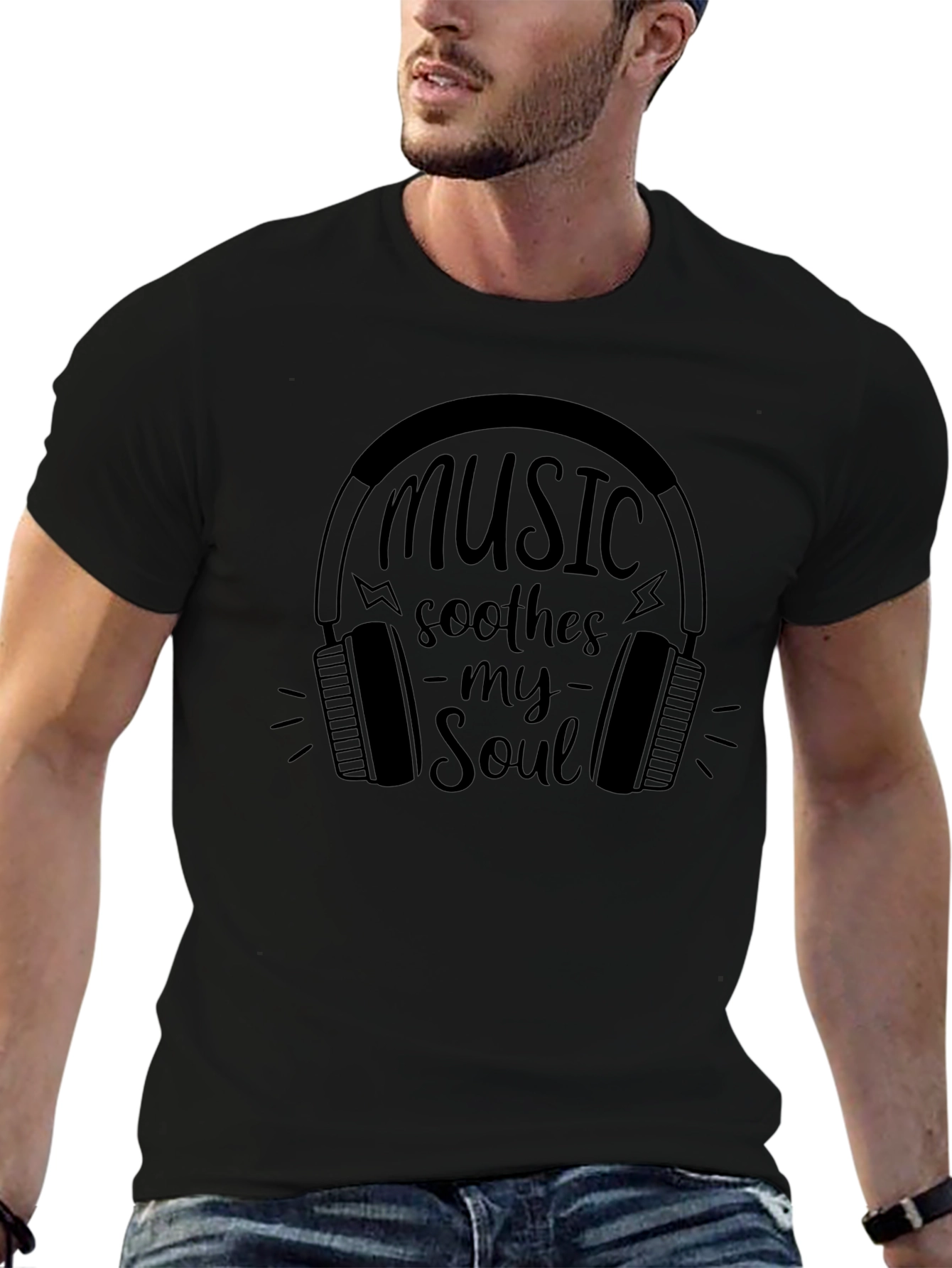 Music Soothes My Soul Graphic Tee - Black