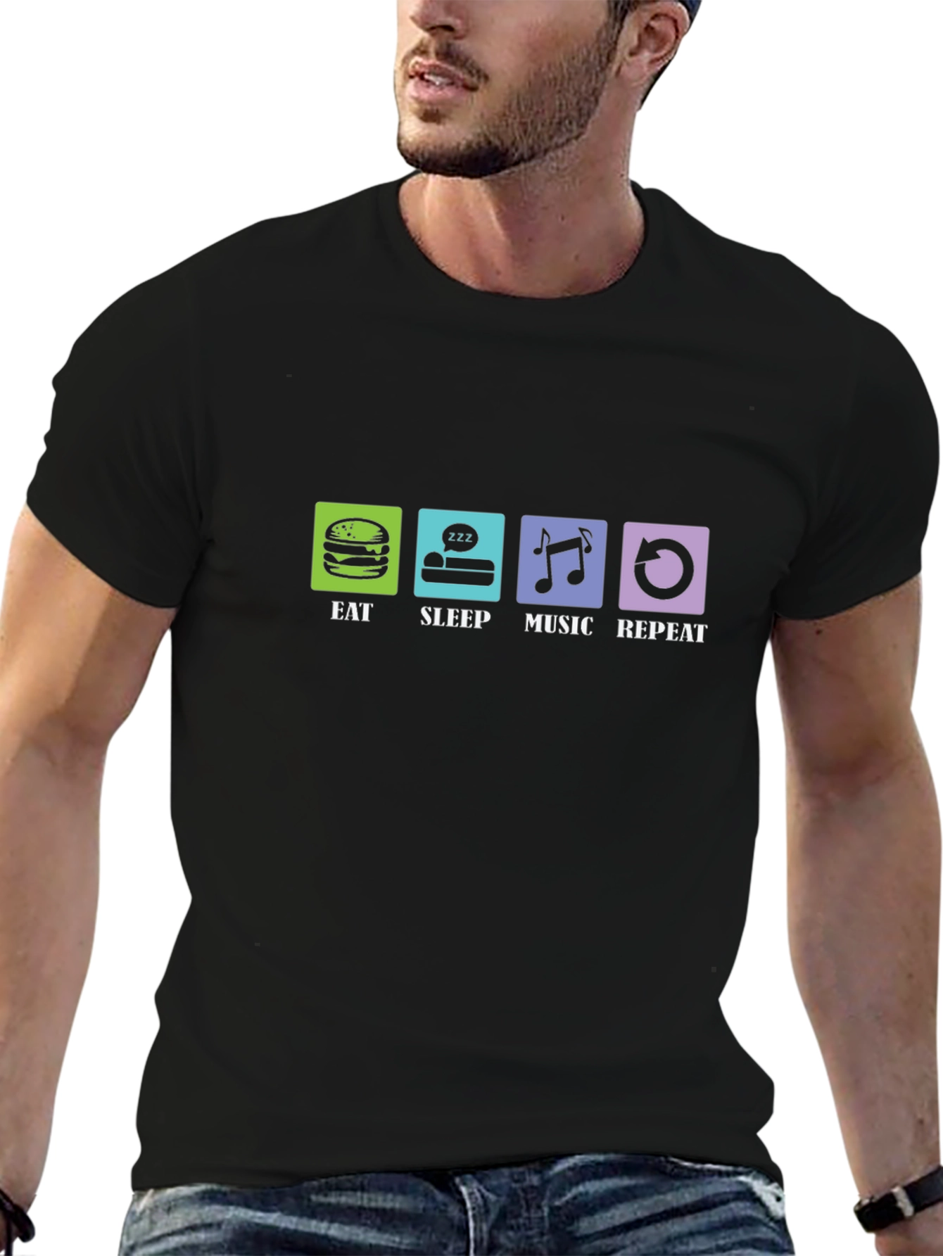 Eat Sleep Music Repeat Graphic T-Shirt
