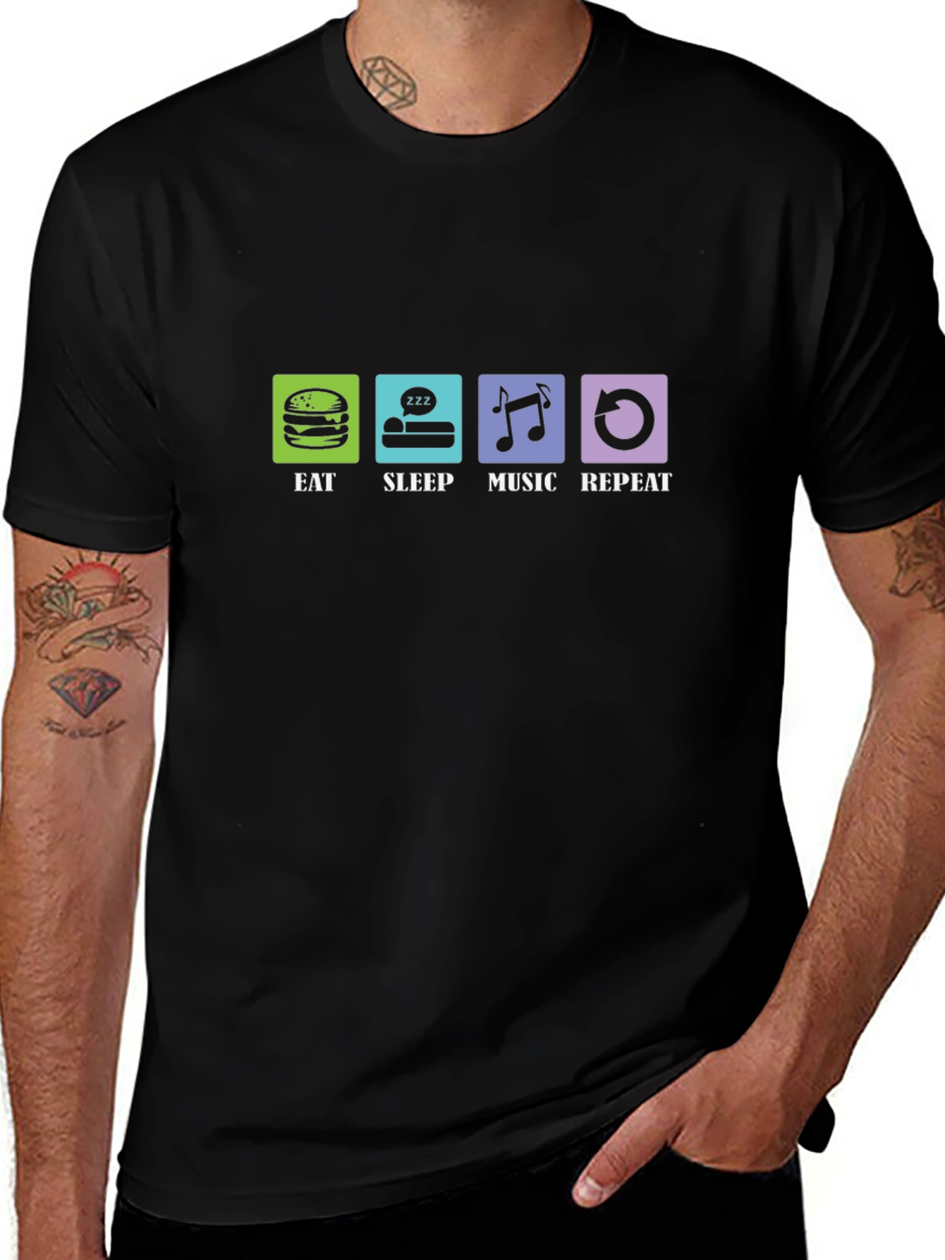 Eat Sleep Music Repeat Graphic T-Shirt