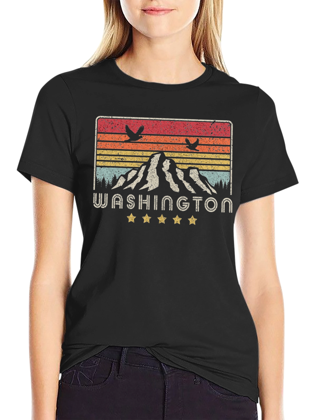 Washington State Retro Graphic Tee - Mountain Design