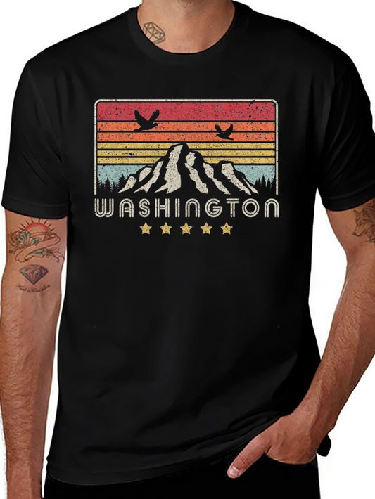 Washington State Retro Graphic Tee - Mountain Design