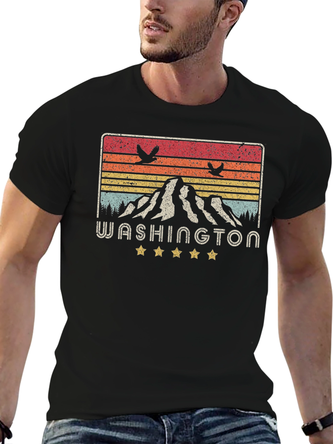 Washington State Retro Graphic Tee - Mountain Design