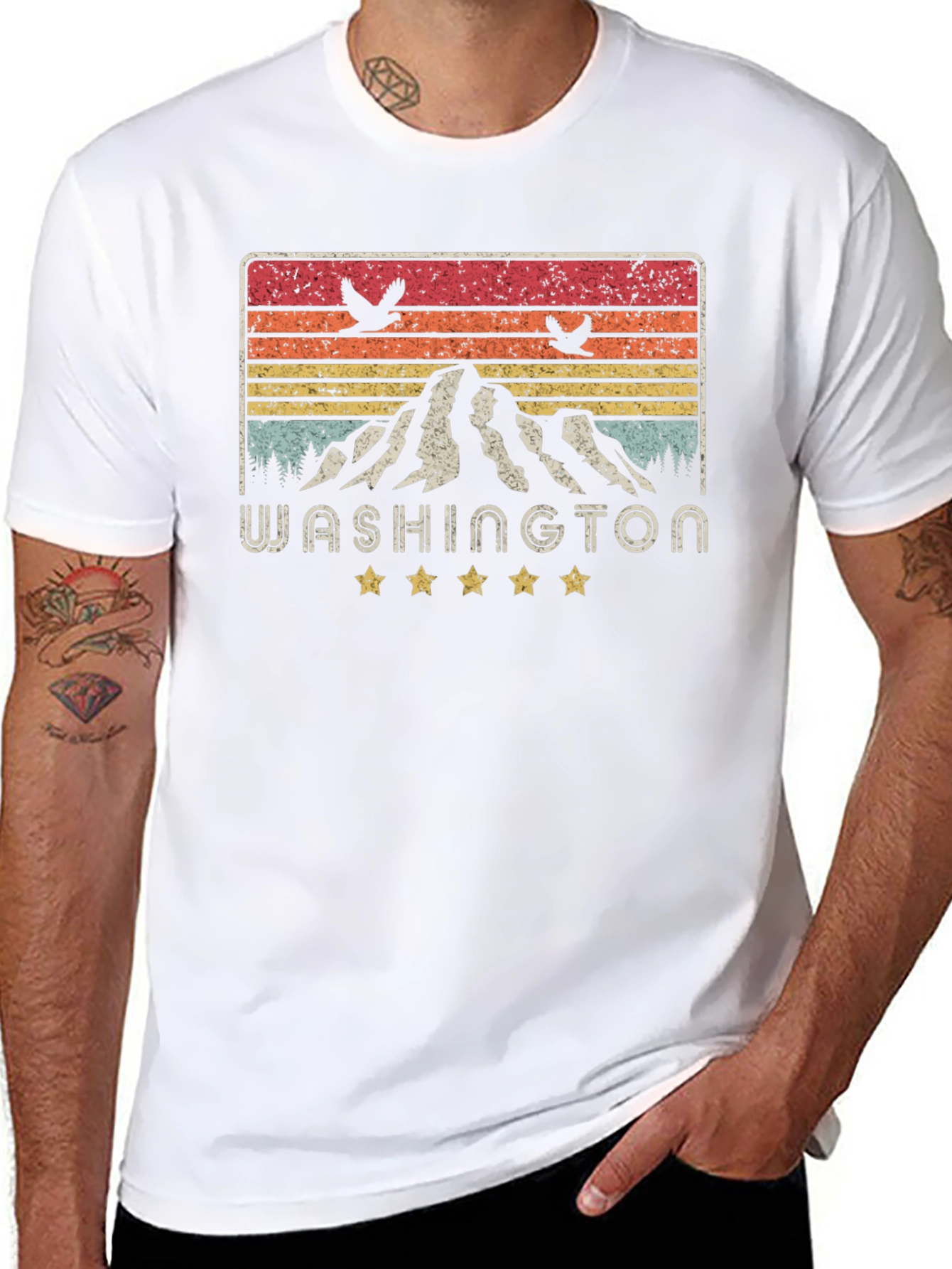 Washington State Retro Graphic Tee - Mountain Design
