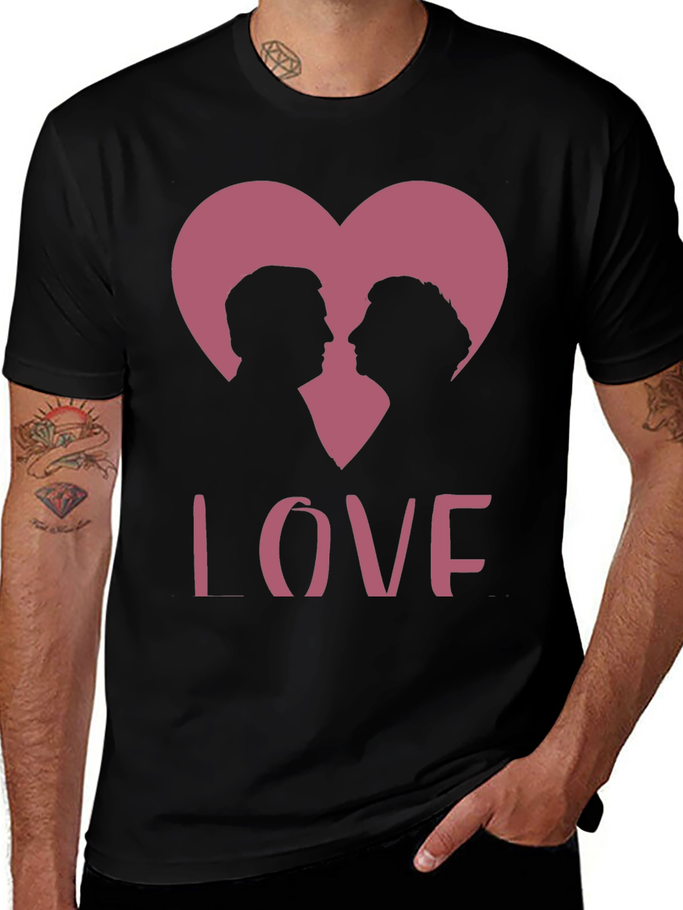 Love Silhouette Heart Graphic Tee - Romantic Design