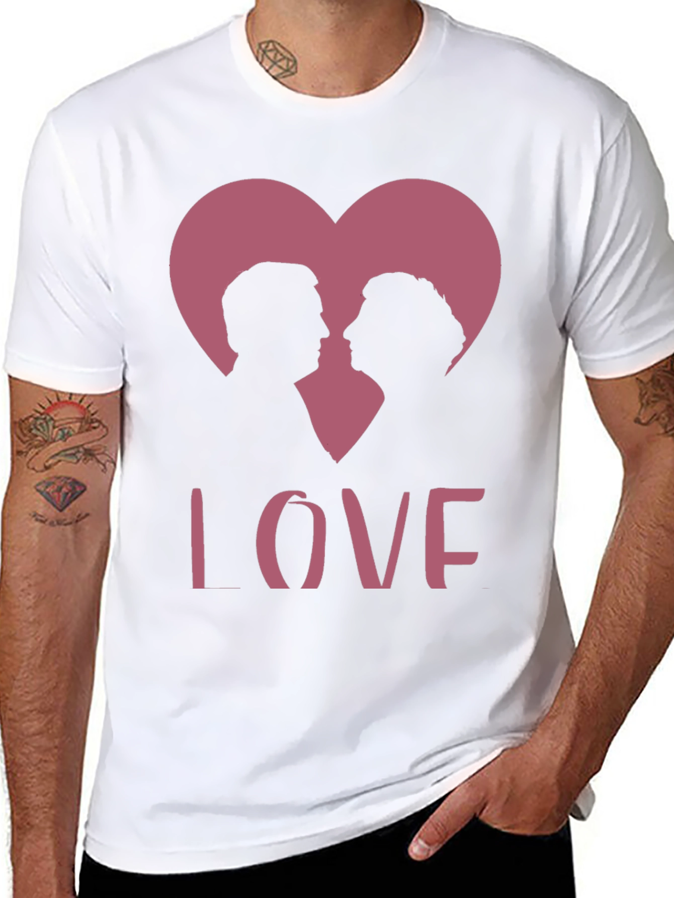 Love Silhouette Heart Graphic Tee - Romantic Design