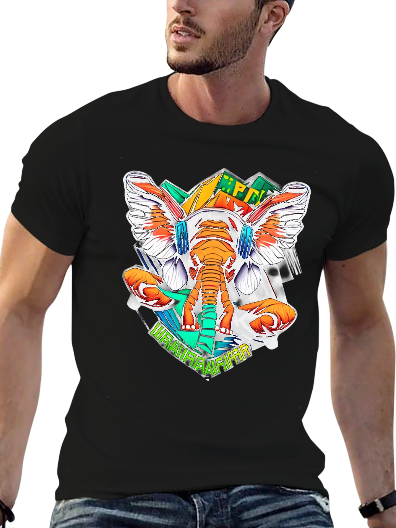Funky Elephant Graphic Tee - Cool DJ Style!