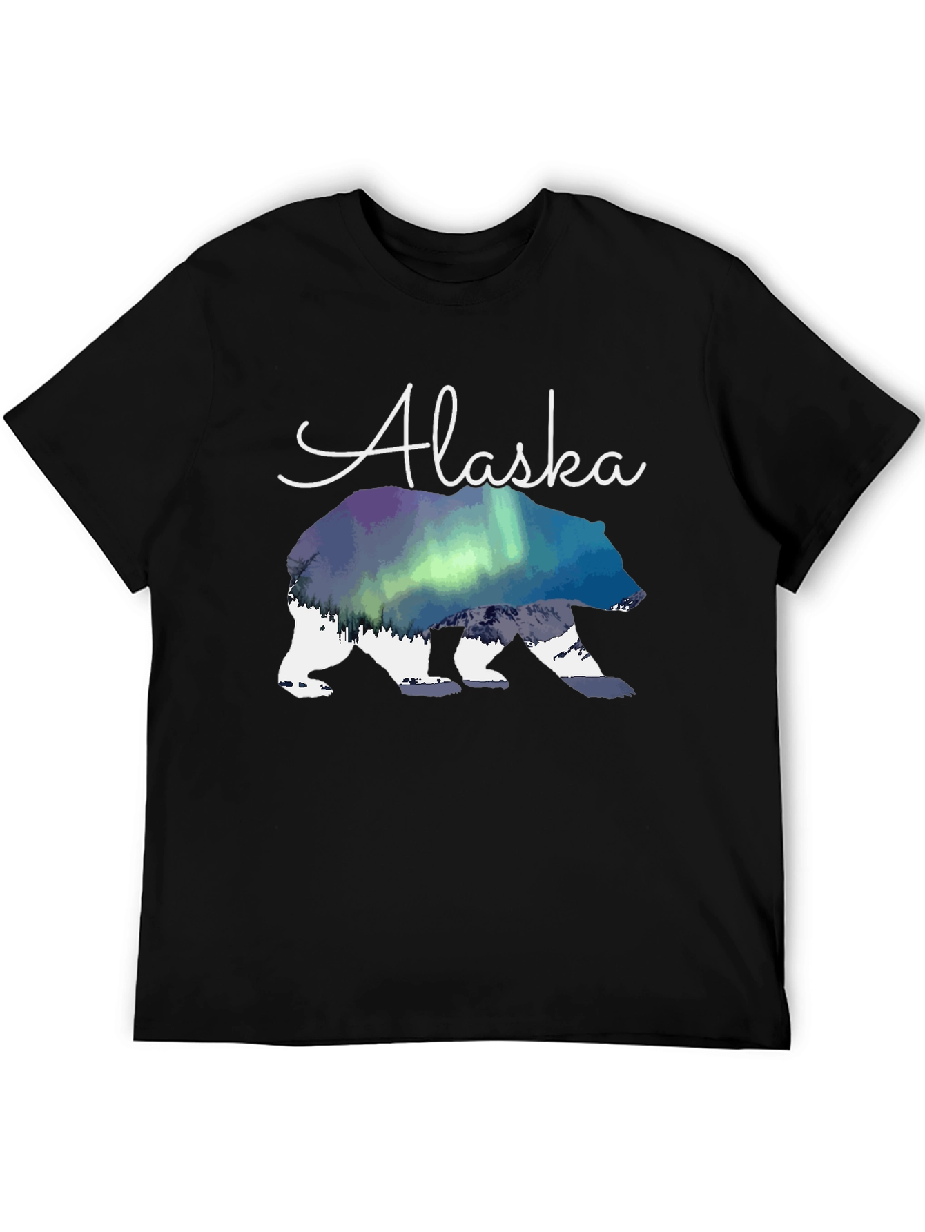 Alaska Bear T-Shirt Aurora Borealis Graphic Tee