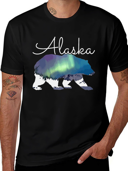 Alaska Bear T-Shirt Aurora Borealis Graphic Tee