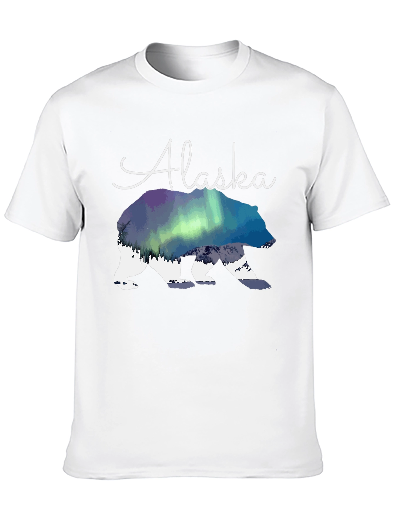 Alaska Bear T-Shirt Aurora Borealis Graphic Tee