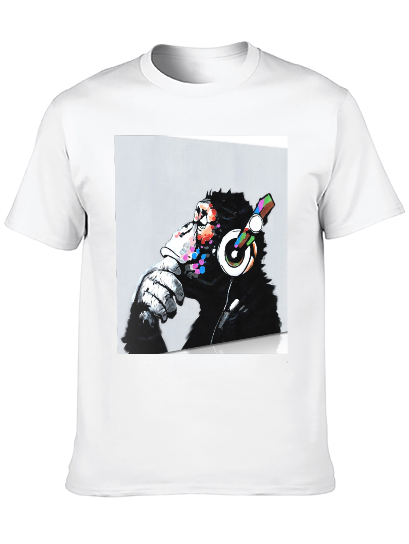 DJ Monkey Graphic Print Black T-Shirt