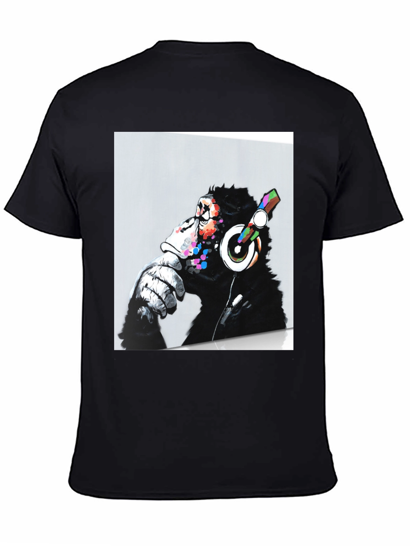 DJ Monkey Graphic Print Black T-Shirt