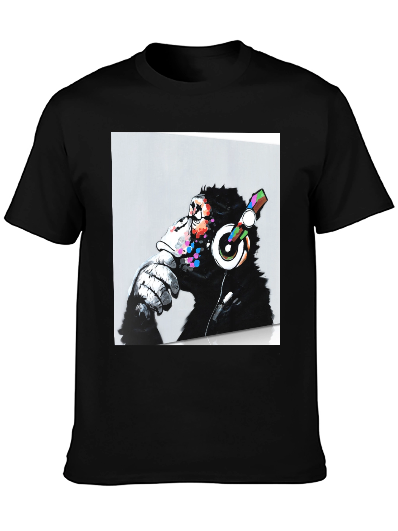 DJ Monkey Graphic Print Black T-Shirt
