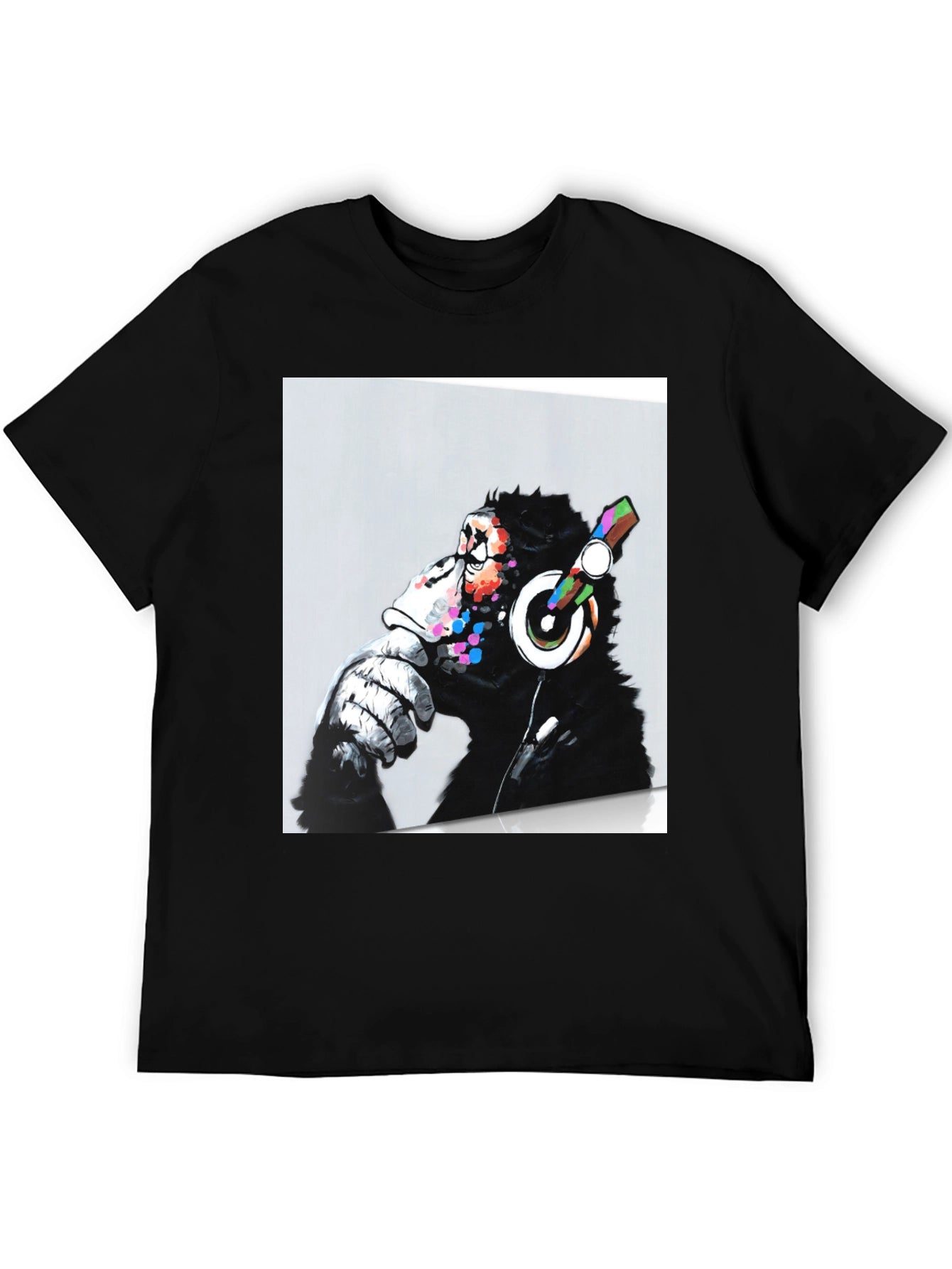 DJ Monkey Graphic Print Black T-Shirt