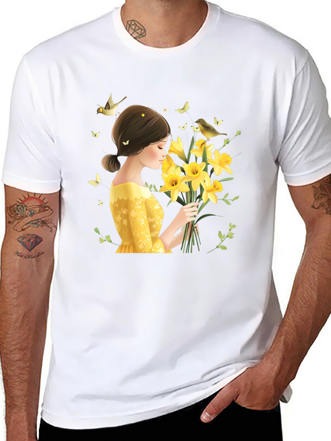 Floral Lady Graphic Black T-Shirt