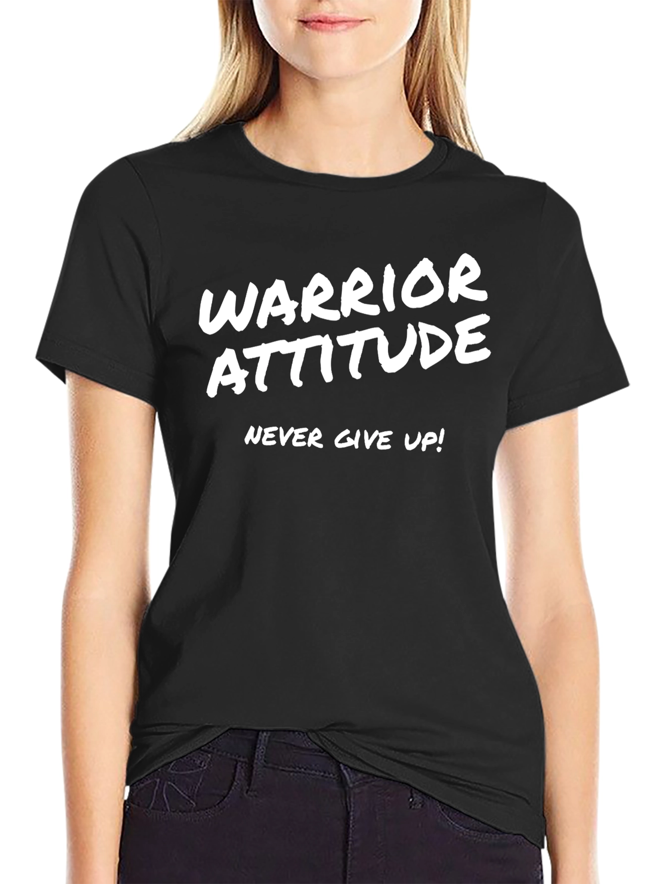 Warrior Attitude Black Graphic T-Shirt