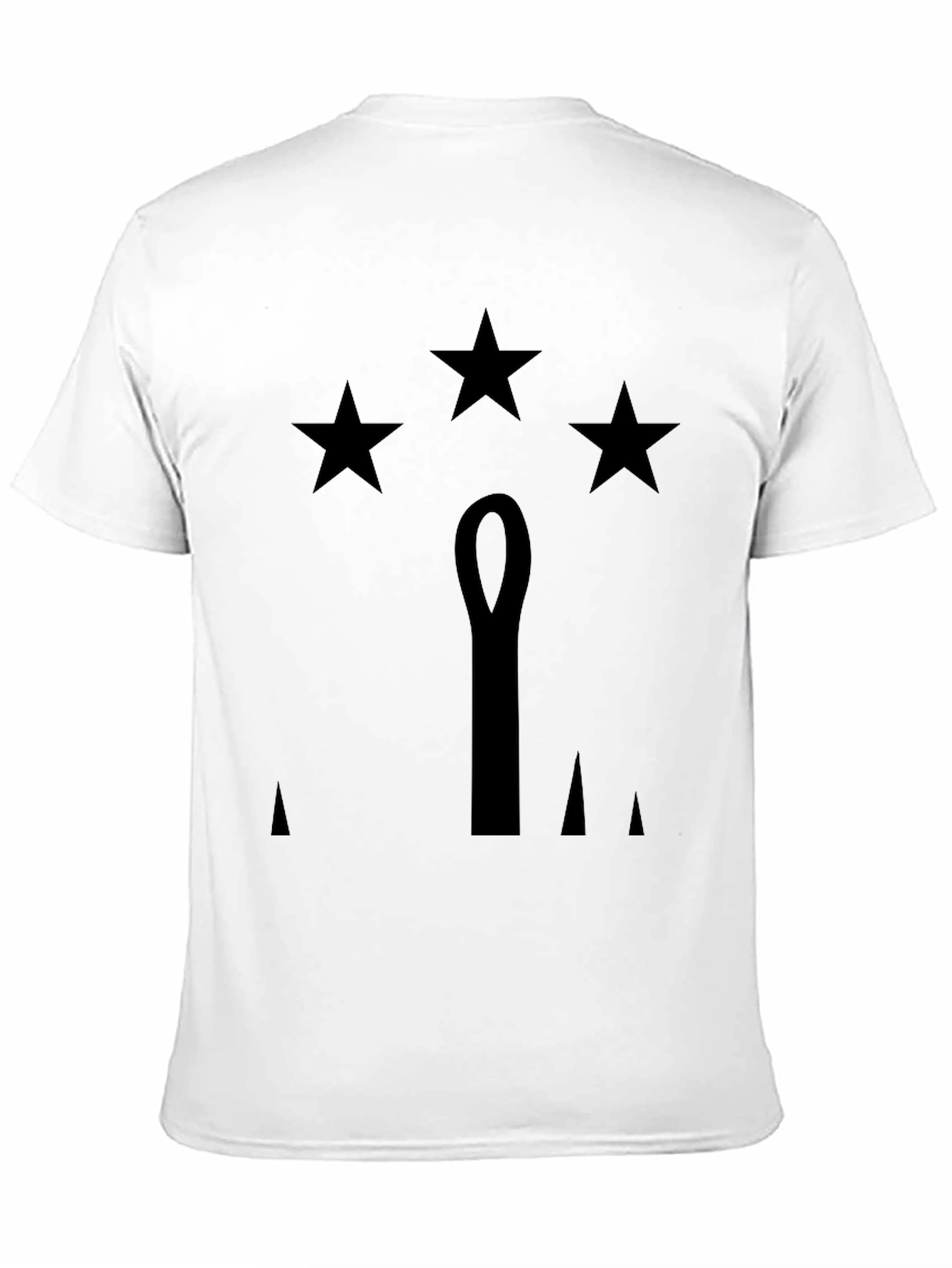 Mens Black T-Shirt with Stars & Emblem Design