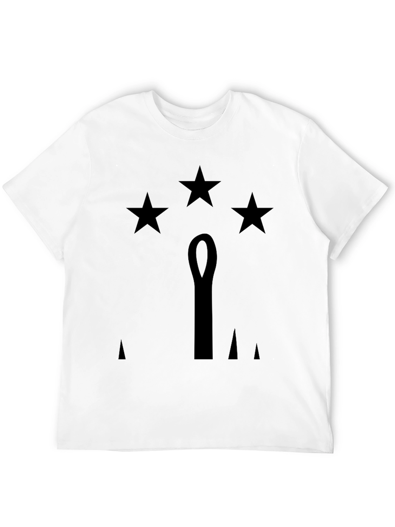Mens Black T-Shirt with Stars & Emblem Design