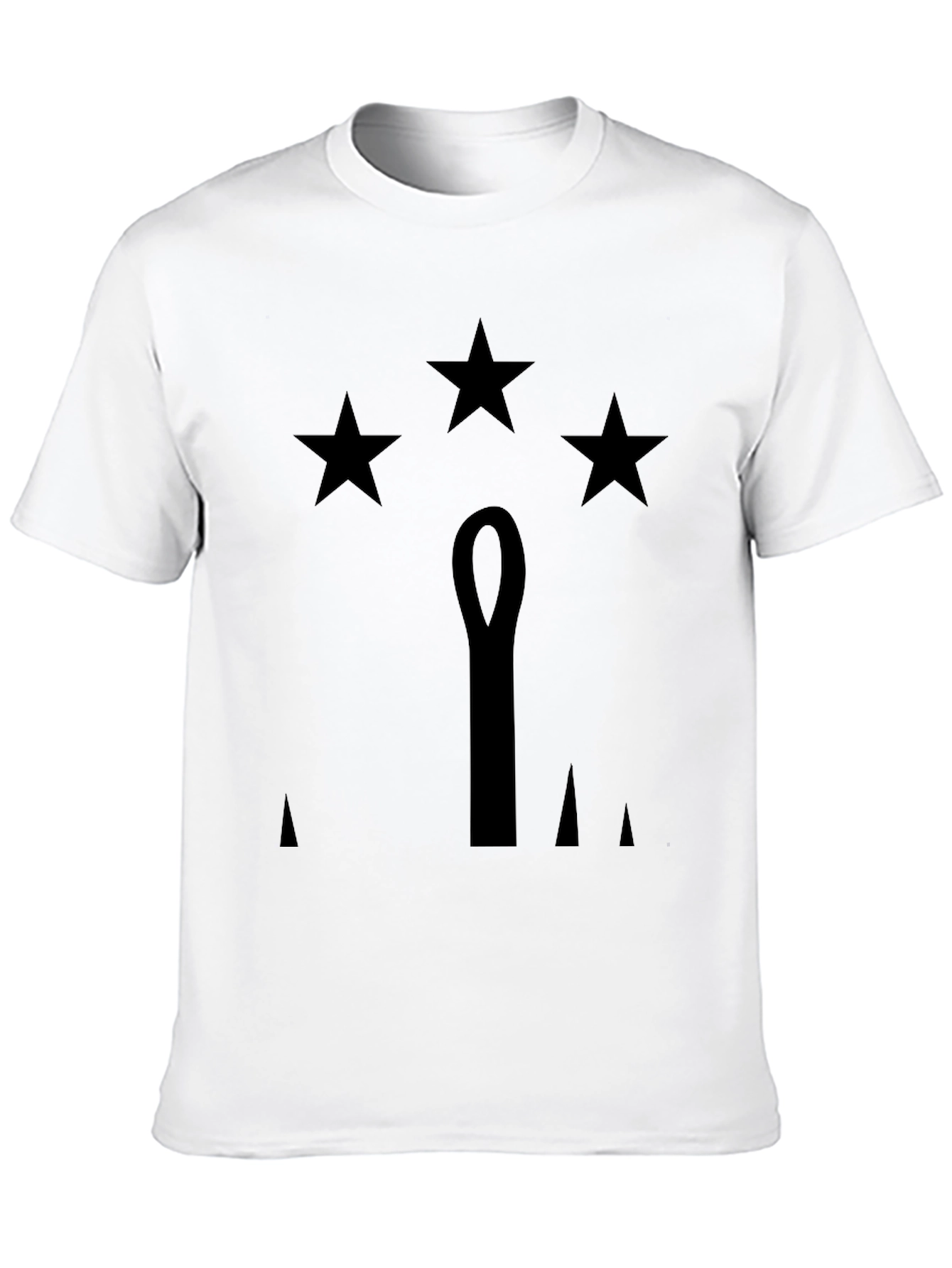 Mens Black T-Shirt with Stars & Emblem Design