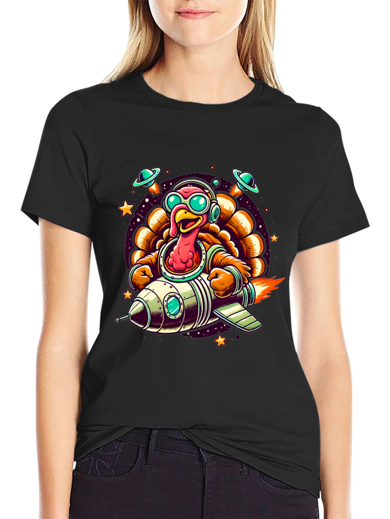Turkey Astronaut T-Shirt - Thanksgiving Space Adventure