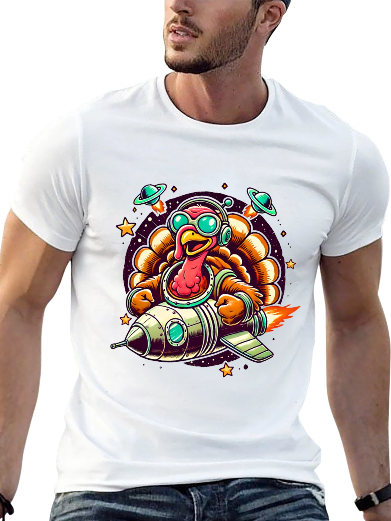 Turkey Astronaut T-Shirt - Thanksgiving Space Adventure